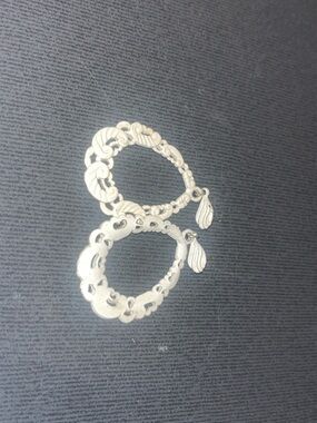 Elegant Silver-Tone Filigree Hoop Earrings with Teardrop Charm